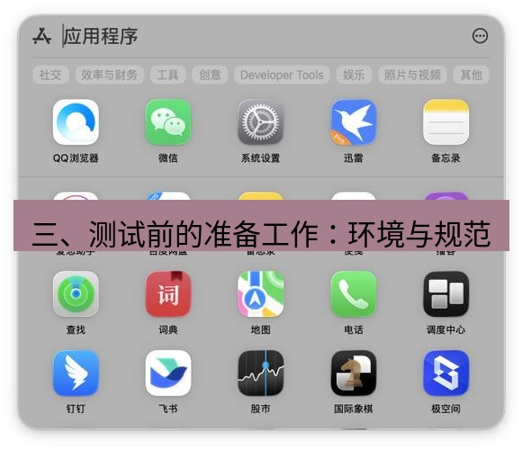 截图软件 三、测试前的准备工作：环境与规范